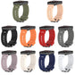 Silicone watch bands in ten colors, including olive, peach, black, orange, red, gray, purple, white and blue