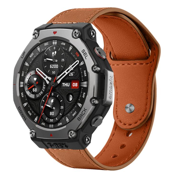 xDfind light brown leather watch band with a metal rivet