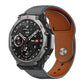 xDfind gray leather watch band with brown lining and a metal rivet