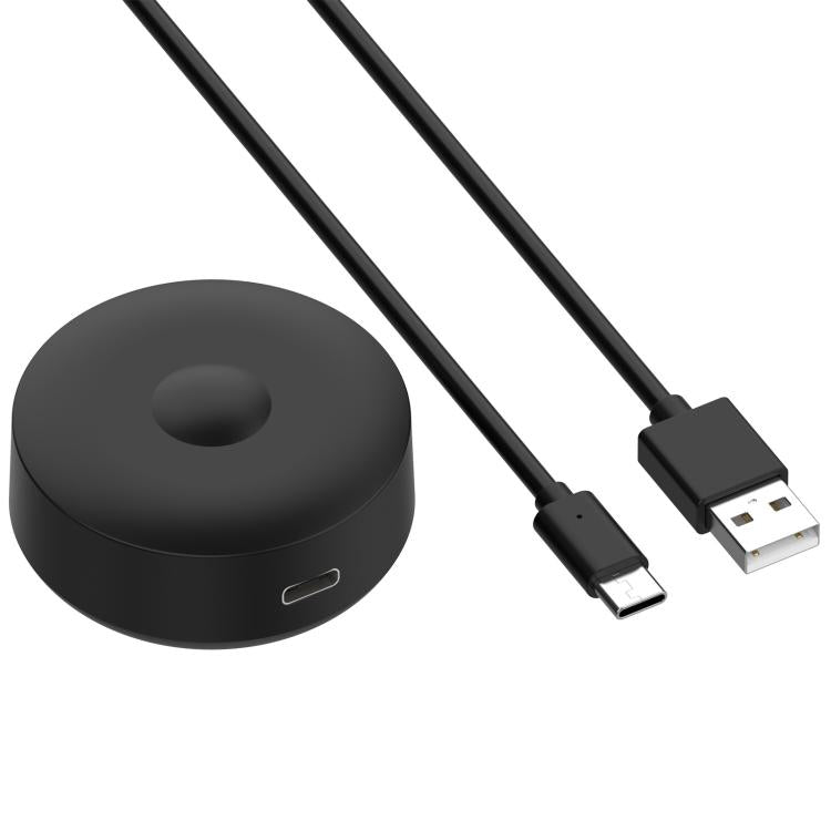 Black USB-A to Type-C charging cable with universal charging base