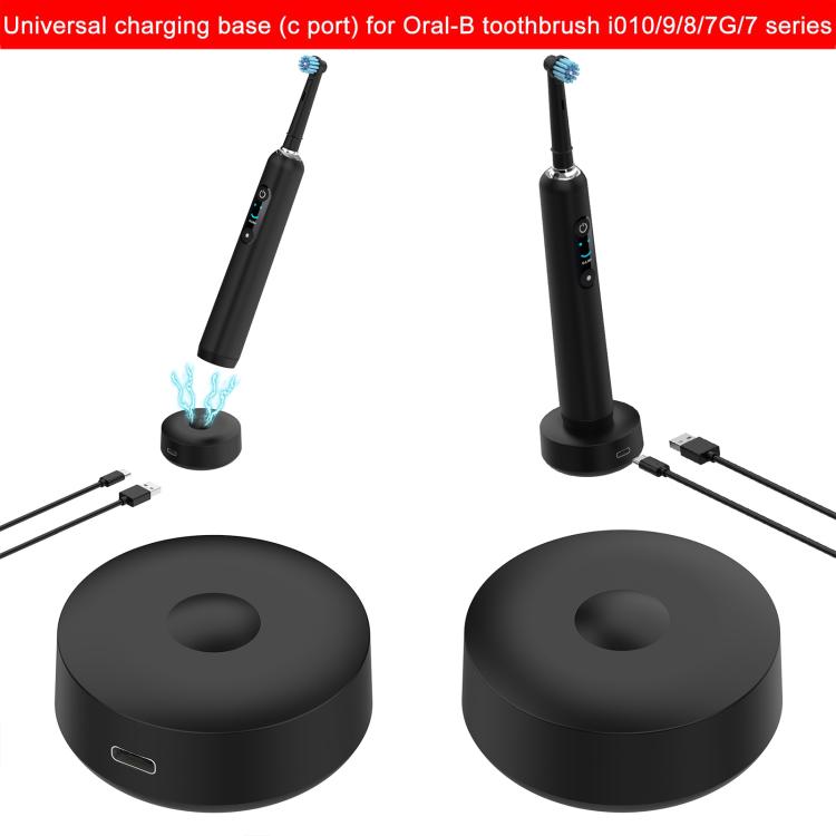 Universal electric toothbrush charging set with cable(s) and black base