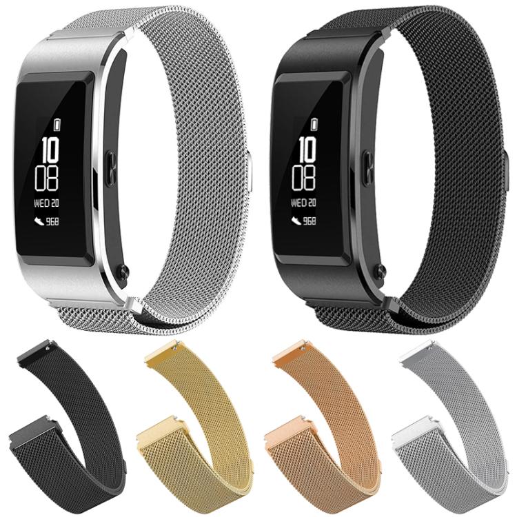 Stainless steel mesh watch bands in silver and black, with black, gold, rose gold, and silver straps