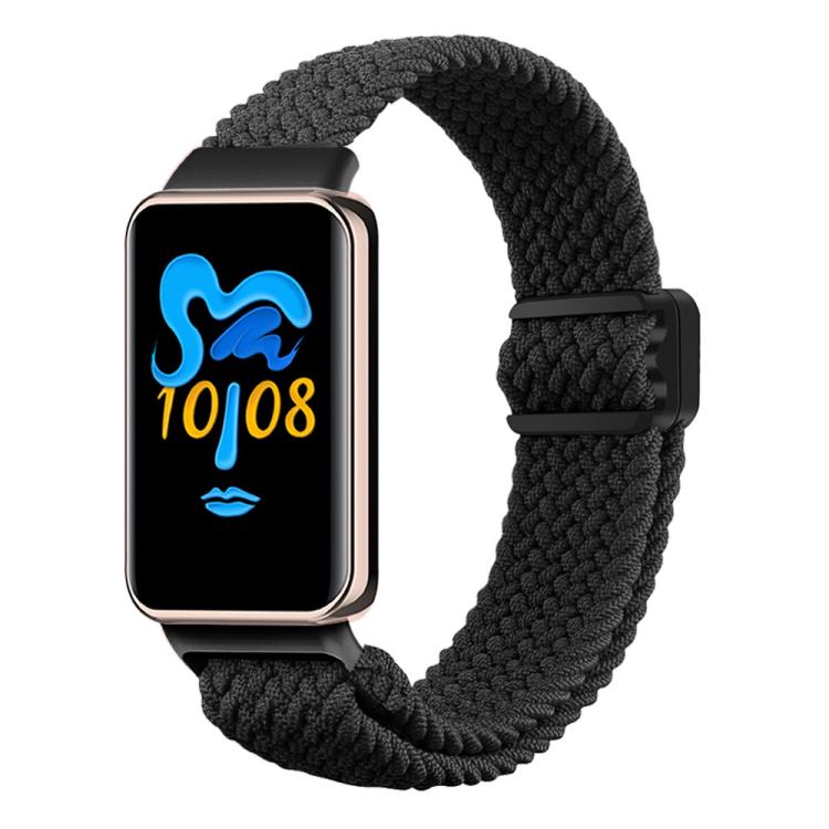 Honor Band black braided nylon watch band with magnetic buckle.