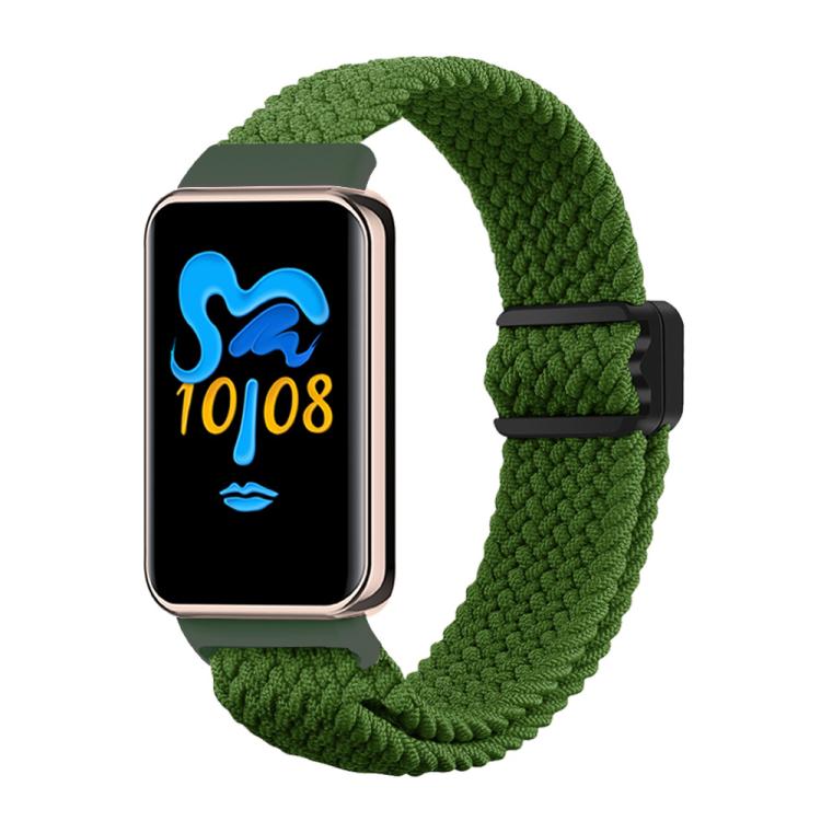 Honor Band green braided nylon watch band with magnetic buckle.