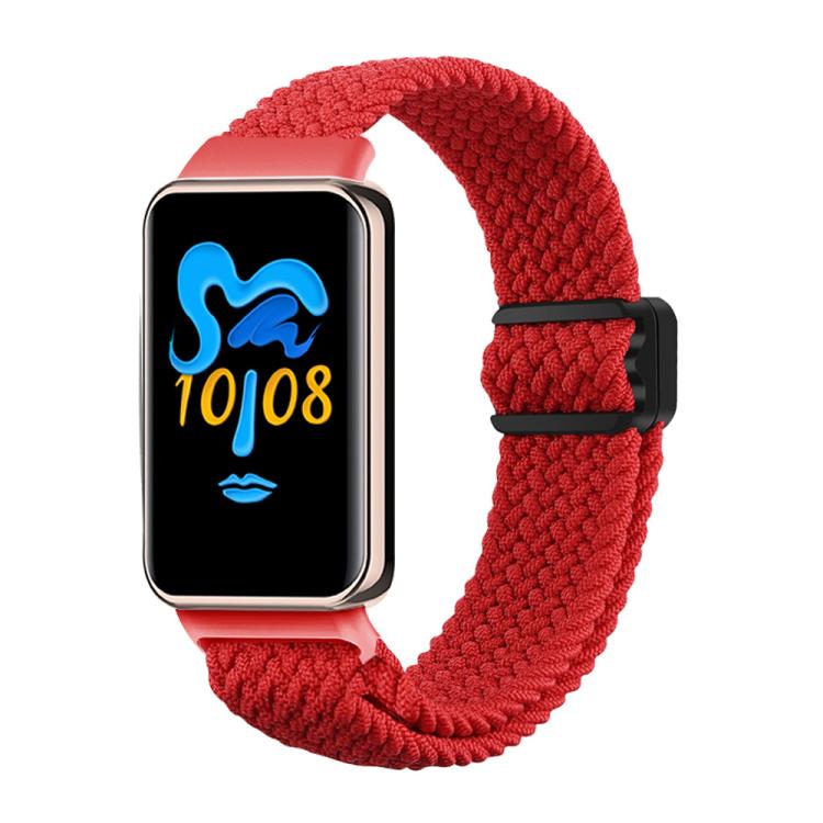 Honor Band red braided nylon watch band with magnetic buckle.