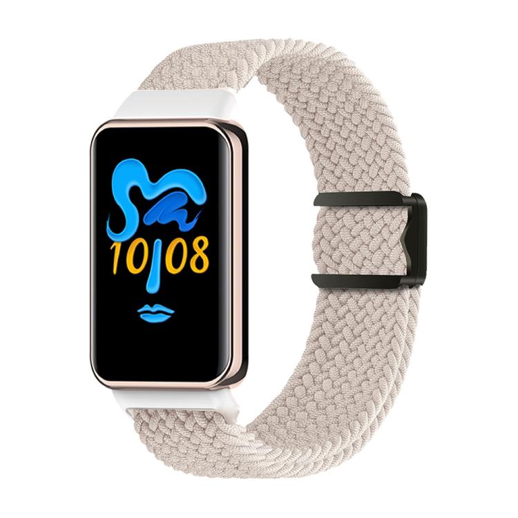 Honor Band light beige braided nylon watch band with magnetic buckle.