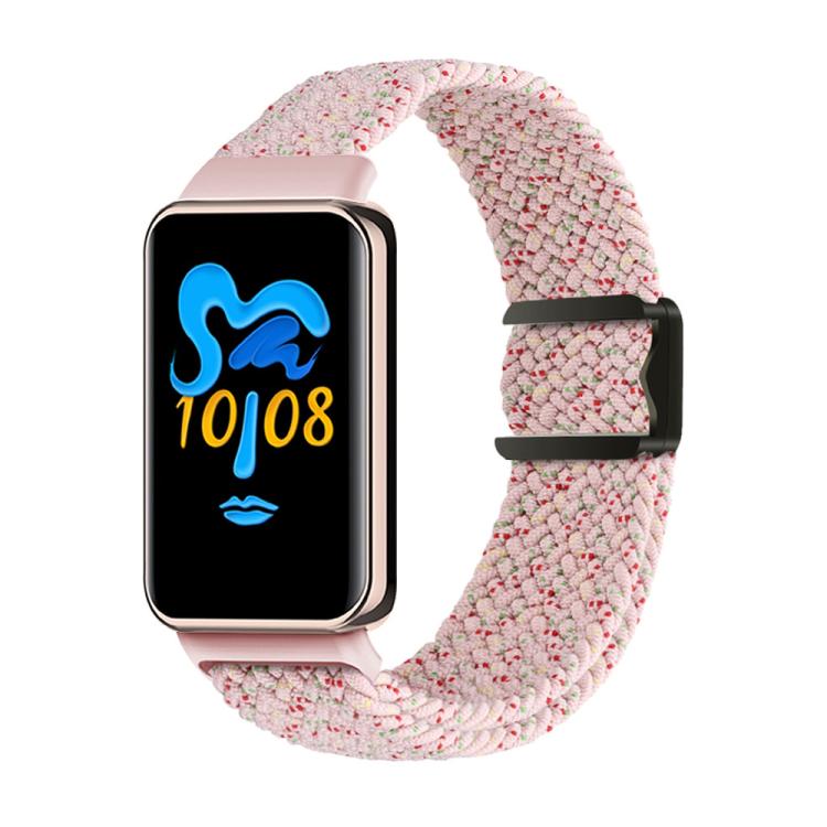 Honor Band pink and white braided nylon watch band with magnetic buckle.