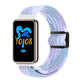 Honor Band braided nylon watch band in pastel blue, lavender, and white.