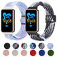 Braided nylon watch bands in pale blue and charcoal, with magnetic buckles