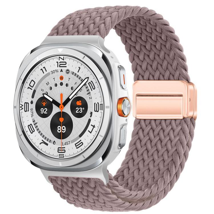 Galaxy Watch nylon braided loop band in mauve with rose gold magnetic buckle