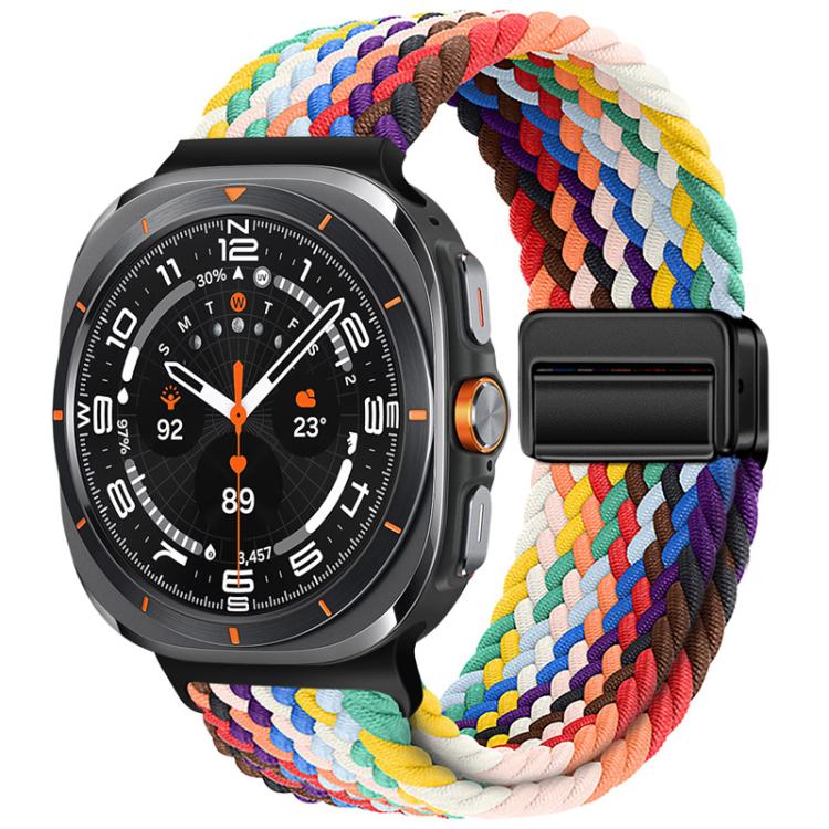 Galaxy Watch nylon braided loop band in multicolor with black magnetic buckle