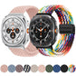 Braided nylon watch bands in pink and rainbow colors with magnetic buckles
