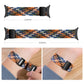 Multicolor braided nylon watch band in short and long lengths, shown worn on a wrist