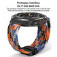 Multicolor braided nylon watch band attached to a smartwatch