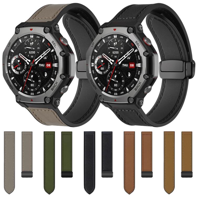 Watch bands in five colors, shown with magnetic buckles and silicone undersides
