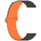 Orange and black magnetic silicone watch band shown unfastened