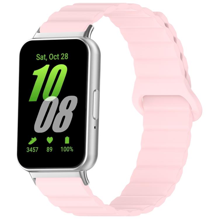xDfind magnetic silicone watch band in pale pink, shown on a rectangular smartwatch