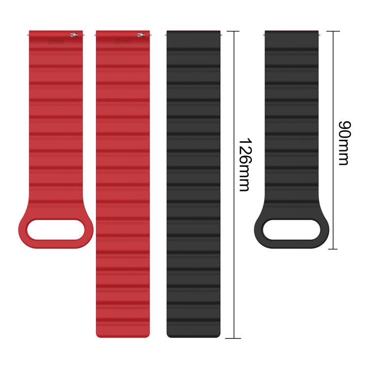 Red and black silicone watch band sections with length measurements of 90 mm and 126 mm.