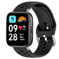 Black perforated silicone sport watch band with silver buckle, shown on a smartwatch