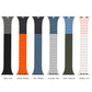 Six two-tone magnetic silicone watch bands shown flat