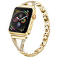 Gold stainless steel watch band with crystal accents and linked metal bracelet