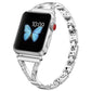 Silver stainless steel watch band with crystal accents and linked metal bracelet