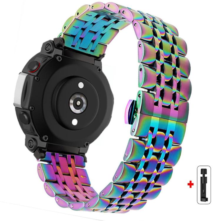 Colorful stainless steel seven-bead watch band with butterfly clasp