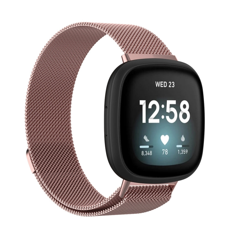 Fitbit Versa 3 replacement strap, rose gold mesh band with magnetic clasp