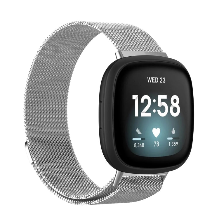 Fitbit Versa 3 replacement strap, gray mesh band with magnetic clasp