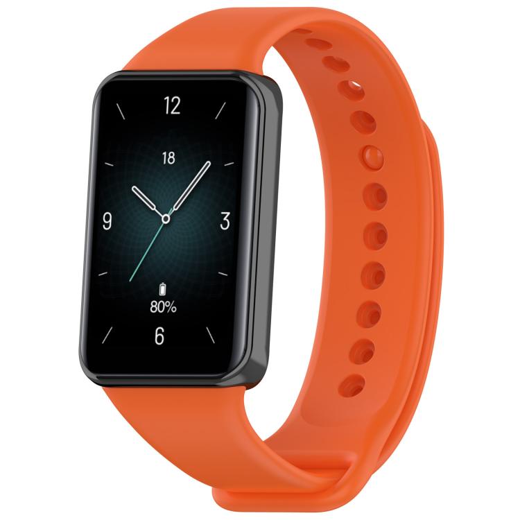 Orange TPU sport watch band with an adjustable perforated strap