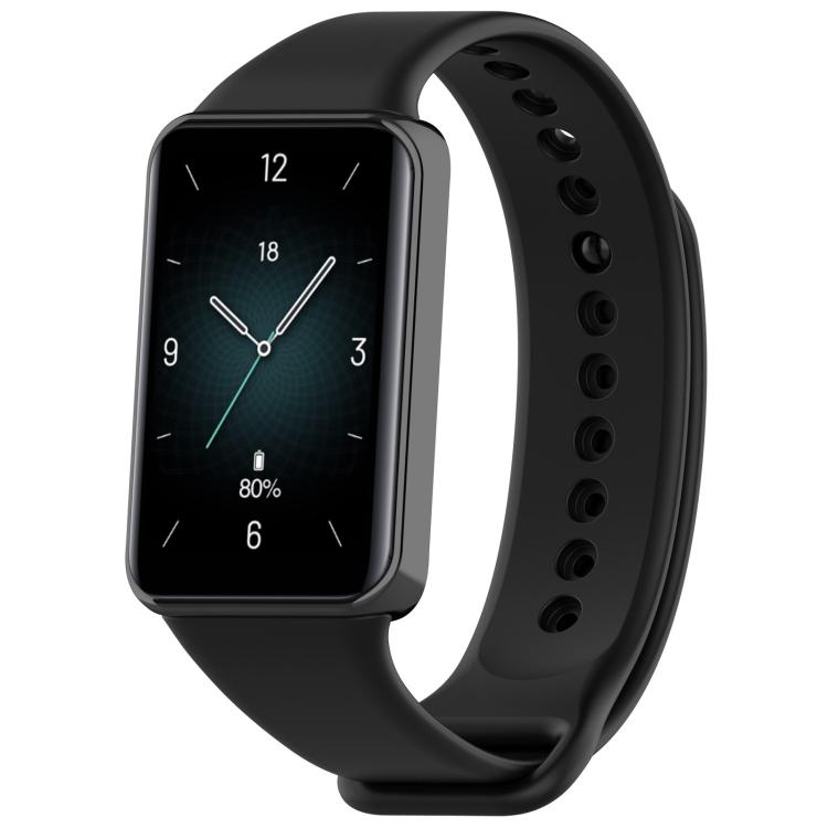 Black TPU sport watch band with an adjustable perforated strap