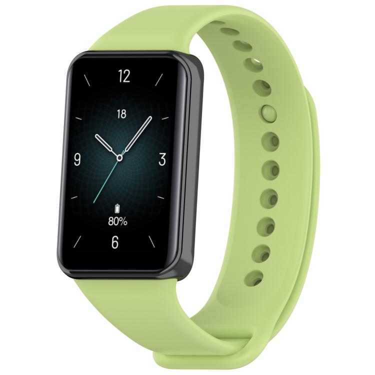 Lime green TPU sport watch band for Honor Band 9, shown on watch