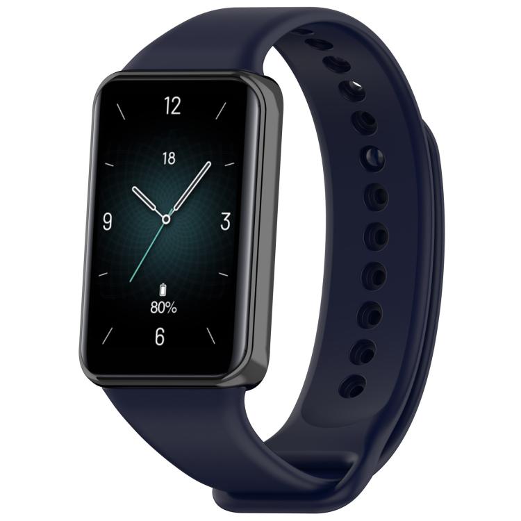 Dark blue TPU sport watch band with an adjustable perforated strap