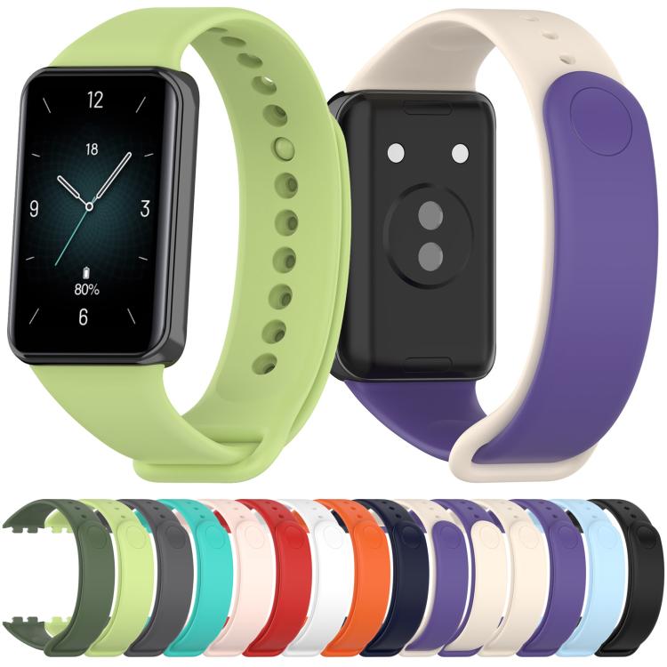 Color options for TPU sport watch bands, including lime, purple, red, blue and black