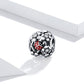 Sterling silver S925 charm bead with ladybug red enamel and floral accents.