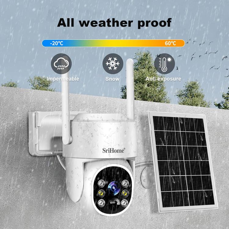SriHome DH005 4MP 2K Low Power Consumption Wireless Security Camera System with Solar Panel, DH005