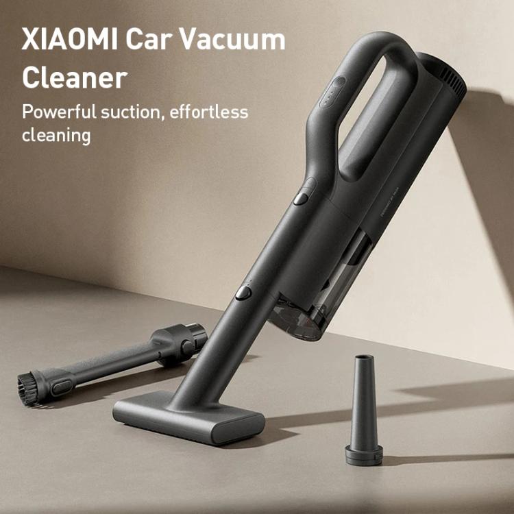 Xiaomi Mijia handheld car vacuum with floor brush, crevice nozzle, and small cone tip