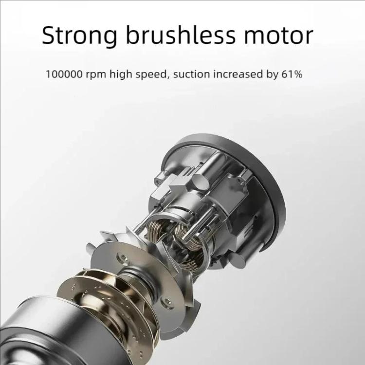 Handheld car vacuum cleaner motor assembly with exposed internal metal components