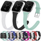 For Fitbit Versa 2 / Versa / Versa Lite xDfind Silver Buckle Slim Solid Color Silicone Watch Band, S, L