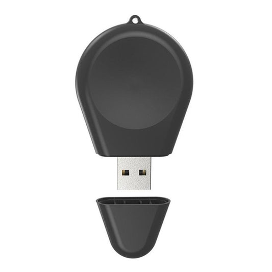 Dark gray smartwatch USB charger with its detachable cap