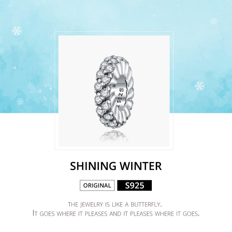 Oxidized silver circular charm bead with pave CZ stones and engraved 925