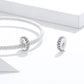 Silver mesh chain bracelet with oxidized circular charm bead and matching pave CZ stud