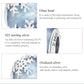 Close-up of blue glass snowflake charm bead with silver frame and cutout snowflake shapes