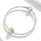 Silver mesh bracelet with single beer mug charm bead and yellow enamel stripe detail
