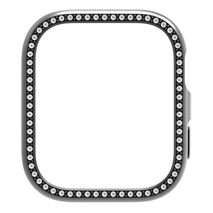 Black crystal-trim smartwatch cover shown straight on