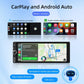 1DIN car MP5 player showing phone screen and navigation on 6.86-inch display