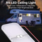 White RV LED roof light with oval front window and attached red/black power wires