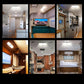 White RV LED ceiling roof light fixture installed in an RV interior