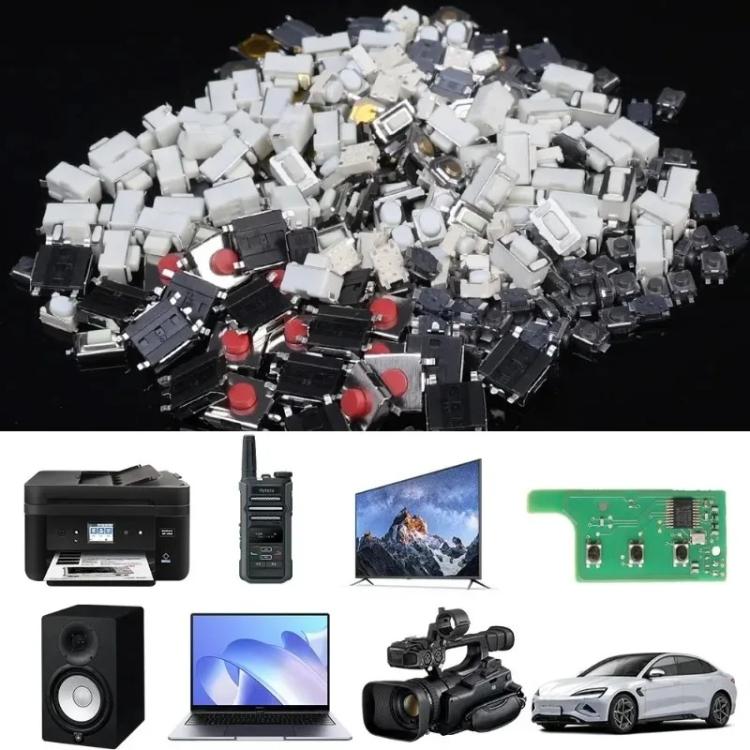 Bulk touch switch button components, mixed silver metal and black housings
