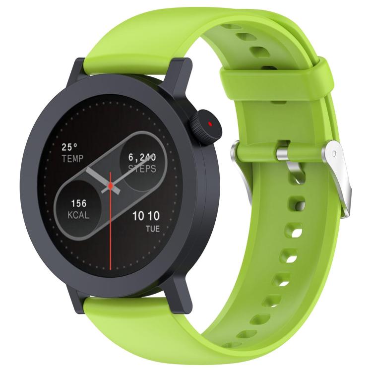 Lime silicone watch band with round smartwatch and adjustable holes